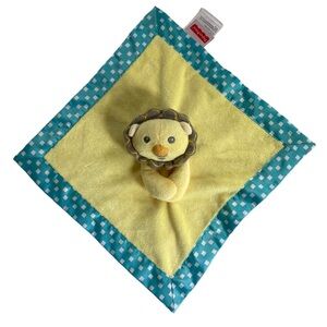 Fisher Price Lion Lovey Blanket 12" Plush Yellow Blue White Dots 2016